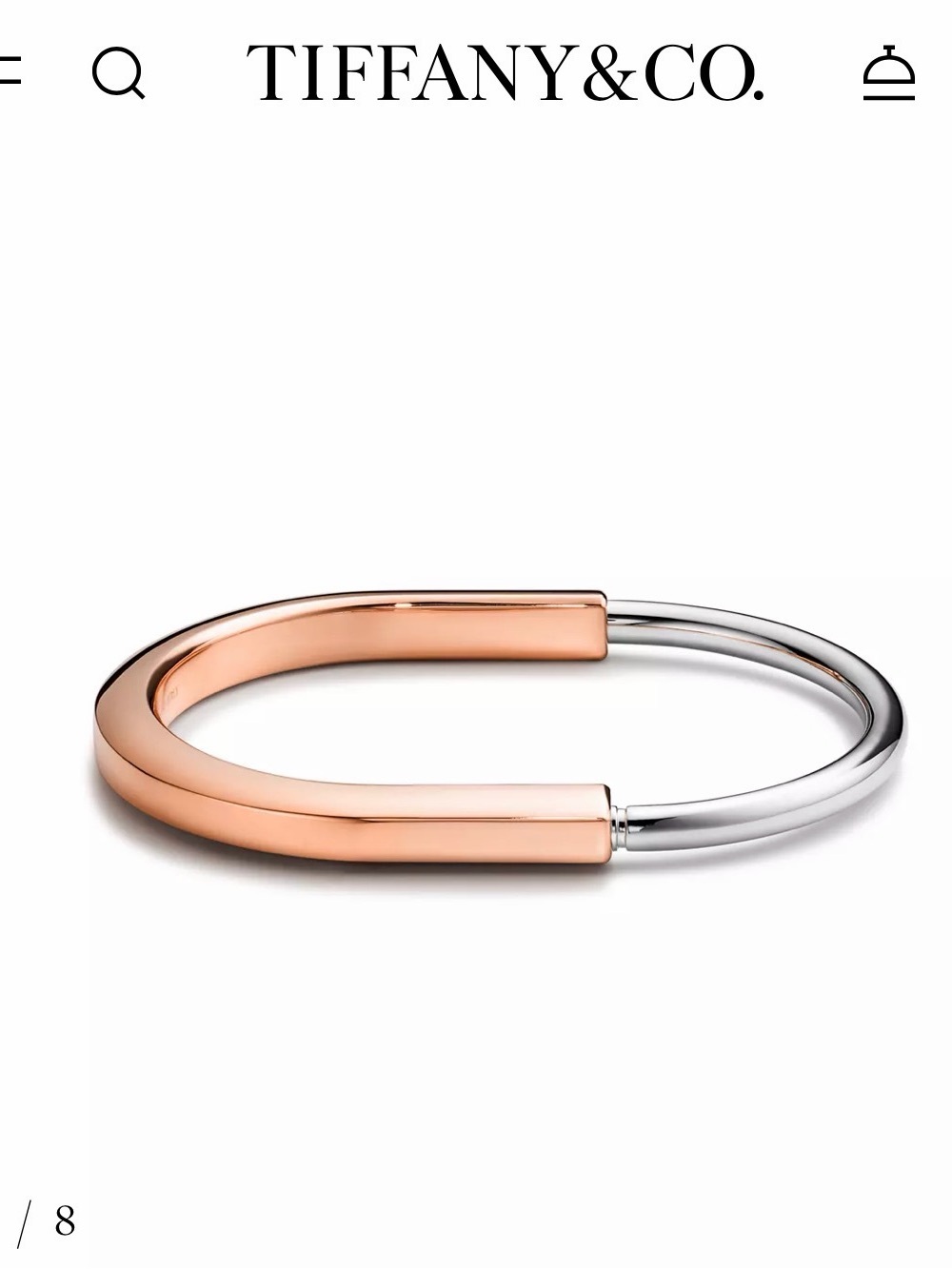 Tiffany & Co. Tiffany Lock Bangle 18k Yellow & White Gold Bracelet Size Small